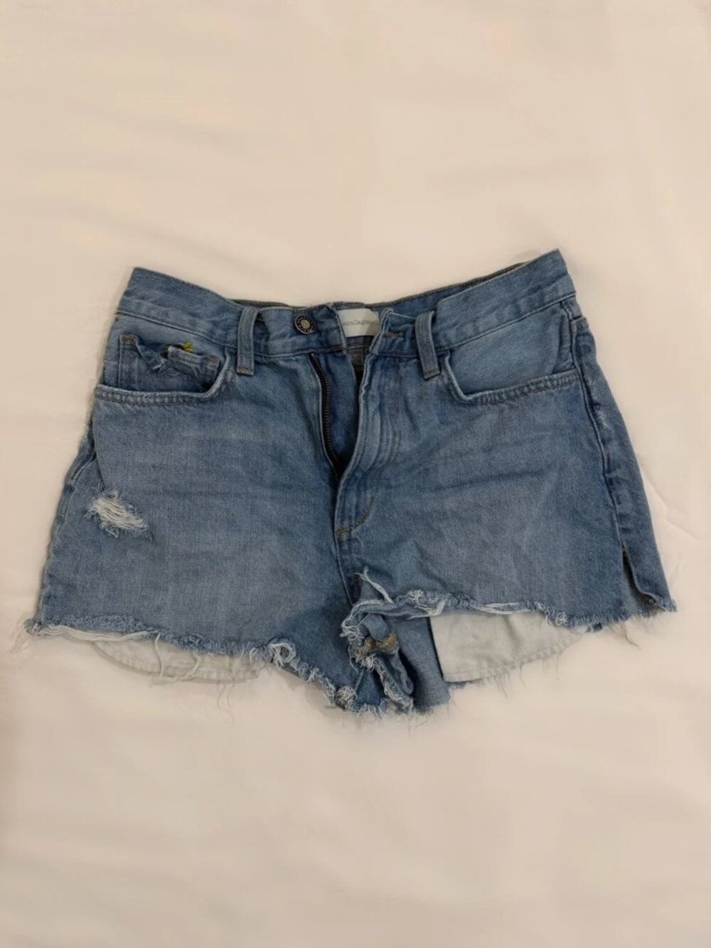 Favorite Daughter Denim Cutoff Shorts Sz 27. Frayed Hem, Sunflower Embroidery